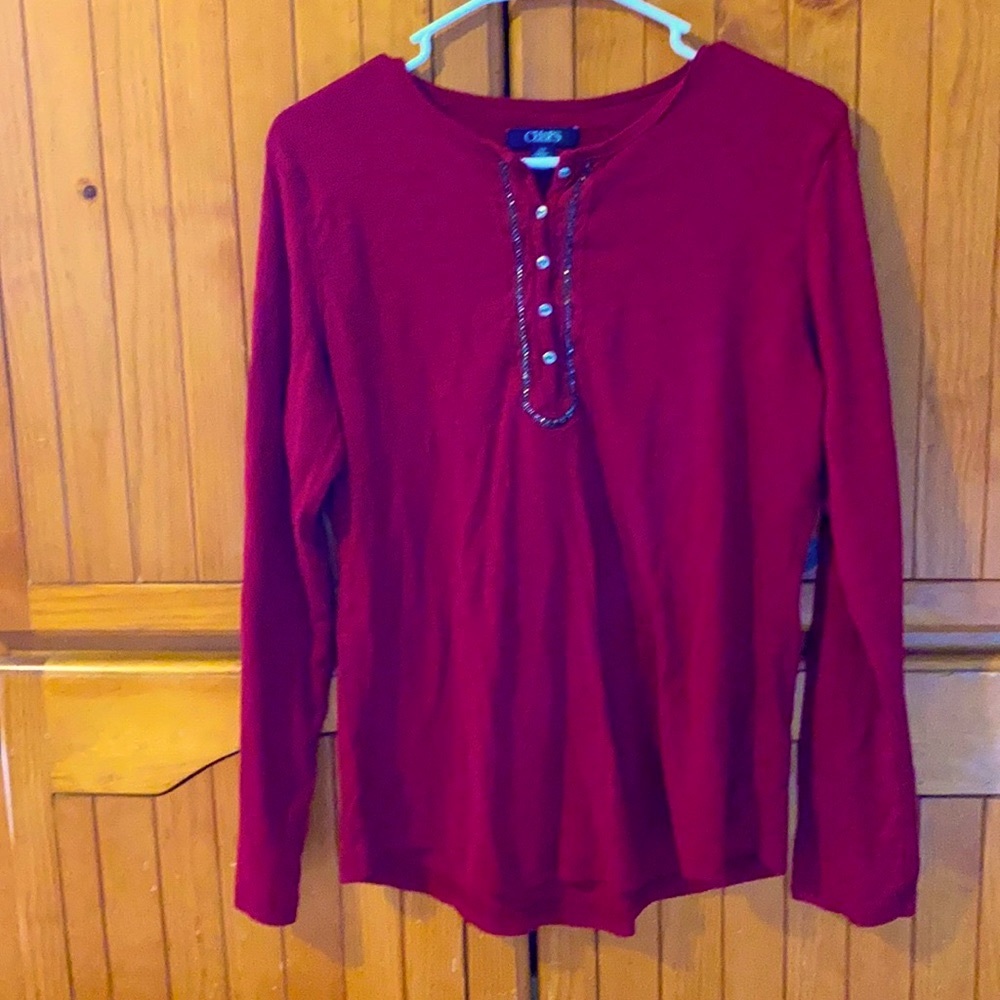 Chaps long sleeve shirt with embellishments
